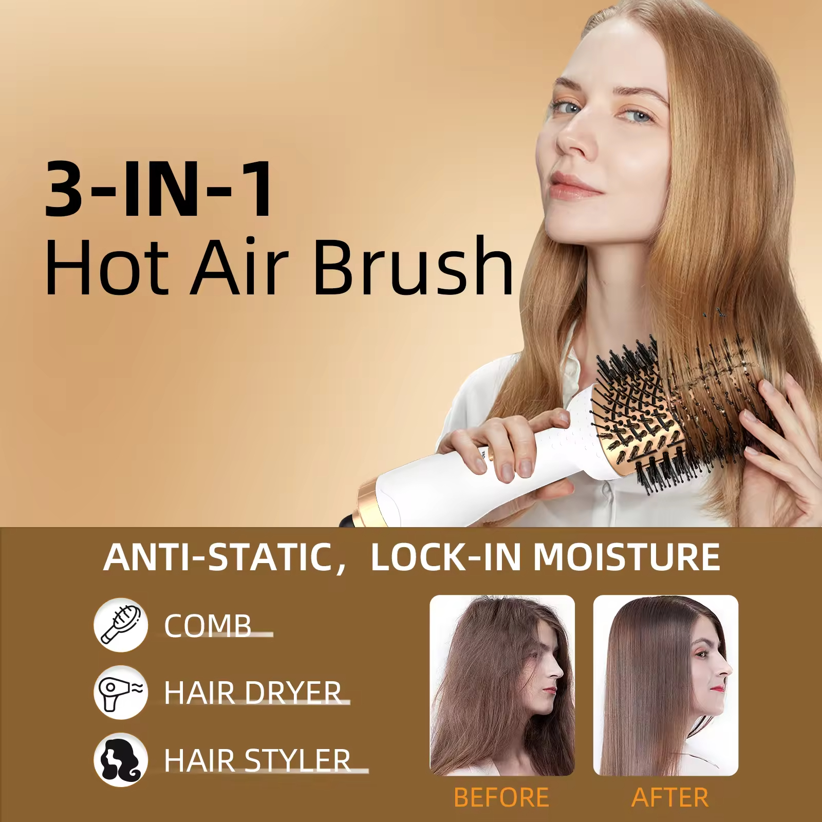 3-in-1 Hot Air Brush with Nega - Hair Care Curly Hair 리뷰 및 가격